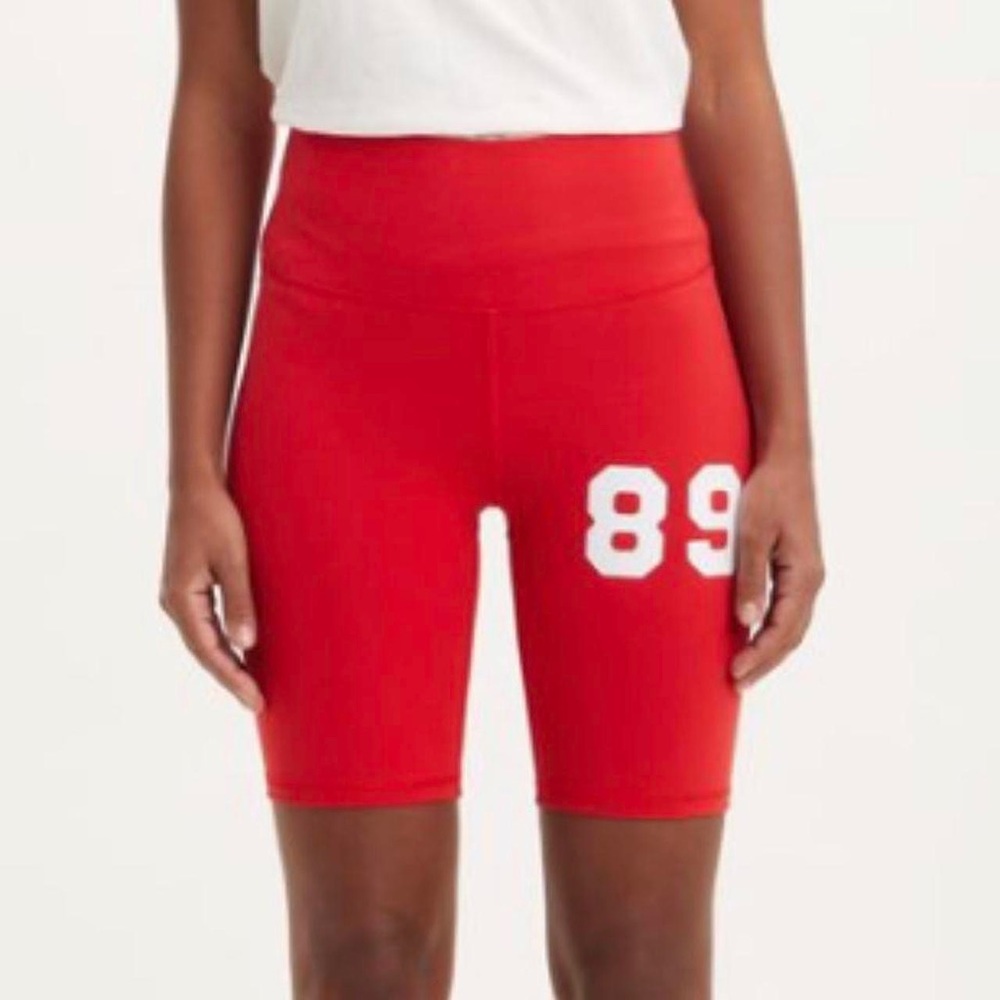 NWT gold tan red anywhere biker shorts